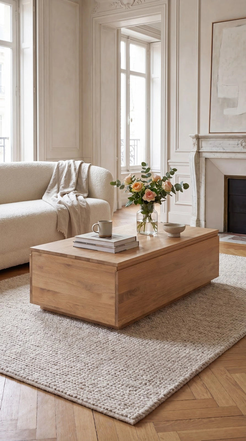 Transformer Table coffee table with modern expandable design and wood finish