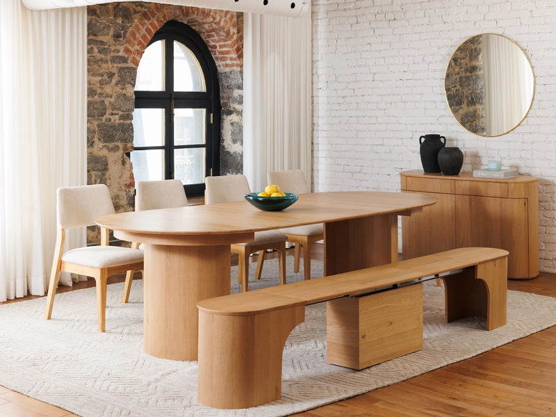 Transformer Table Eclipse dining set with extendable table and matching dining chairs in a modern finish
