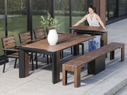 Transformer Table outdoor dining set with expandable table and matching chairs on a patio