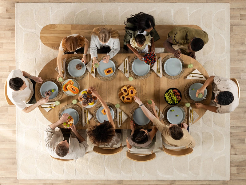 Transformer Table round dining table in a modern design, shown from above