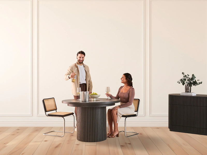 Transformer Table round dining table with expandable design and modern wood finish