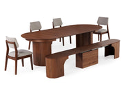 Transformer Table Eclipse dining set with expandable dining table and matching benches in a modern finish