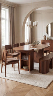 Transformer Table round dining set with round table and matching chairs in a contemporary dining room