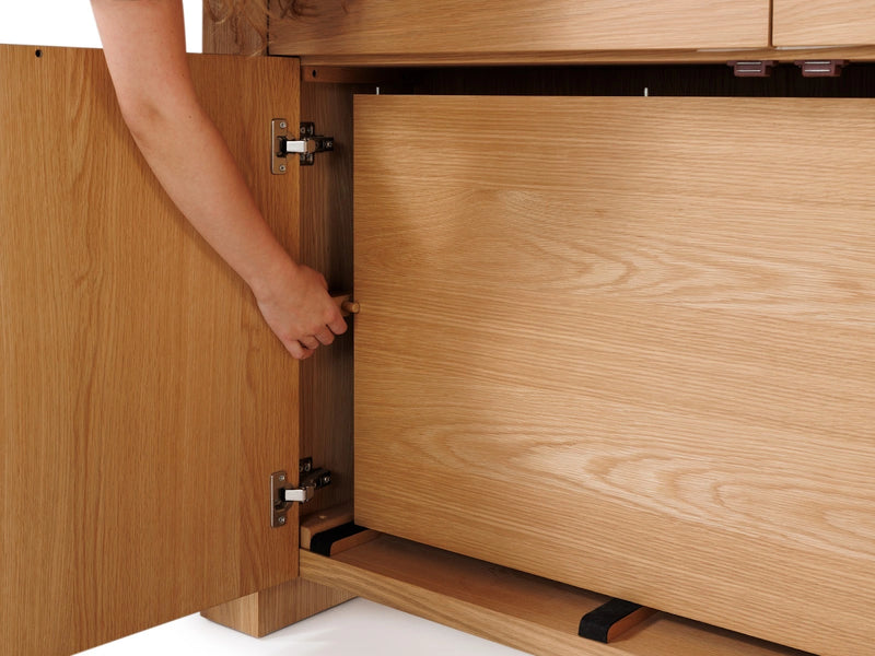 Transformer Table Nova sideboard buffet in a modern wood finish with spacious storage cabinets