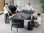 Transformer Table round dining table with smooth wood finish and sturdy pedestal base