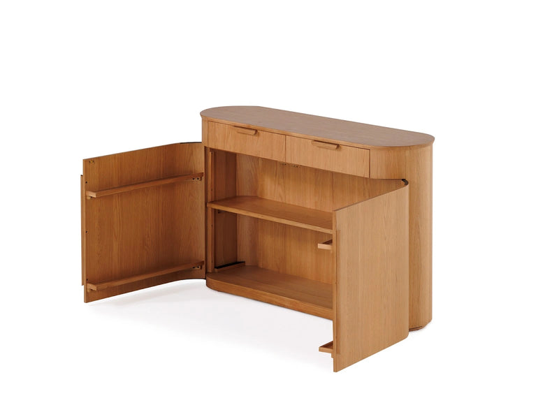 Transformer Table Eclipse sideboard buffet in a modern design with sleek storage cabinets