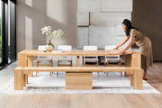 Transformer Table dining set with extendable dining table and matching chairs in a modern finish