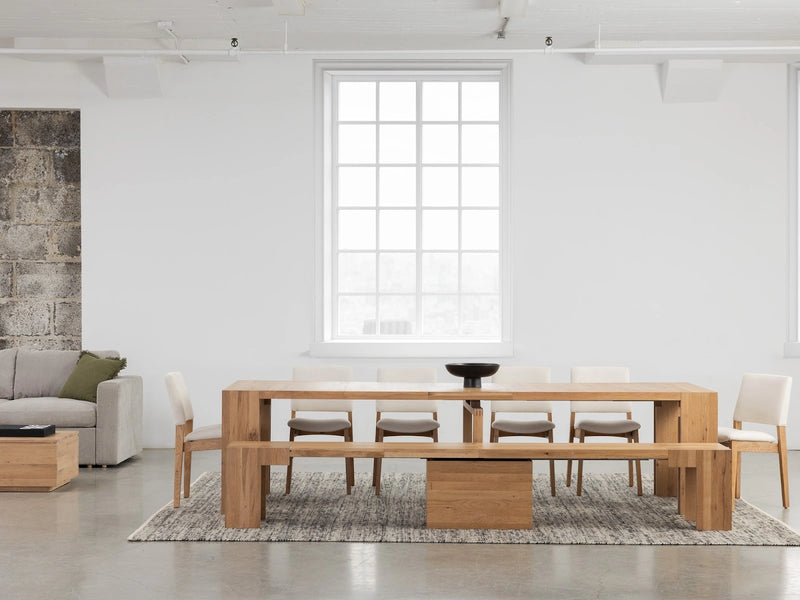 Transformer Table Transformer Dining Set with expandable dining table and matching benches