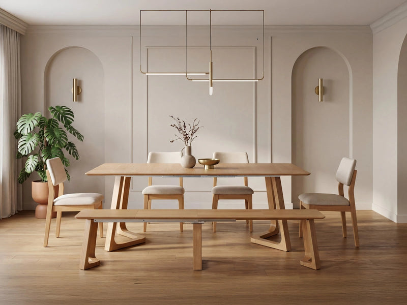 Transformer Table Nova dining set with extendable dining table and matching chairs in a modern design