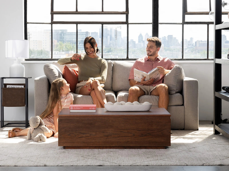 Transformer Table Transformer Coffee Table in compact configuration with wood tabletop and sturdy legs