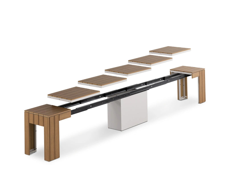 Transformer Table outdoor bench by Transformer Table, showing a sleek, durable design for outdoor seating