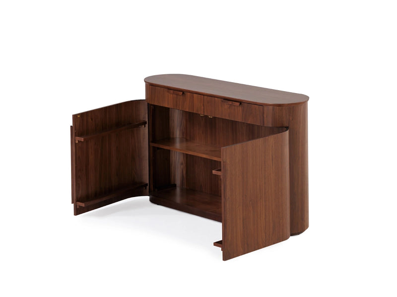 Transformer Table Eclipse sideboard buffet in a modern design with sleek storage cabinet doors