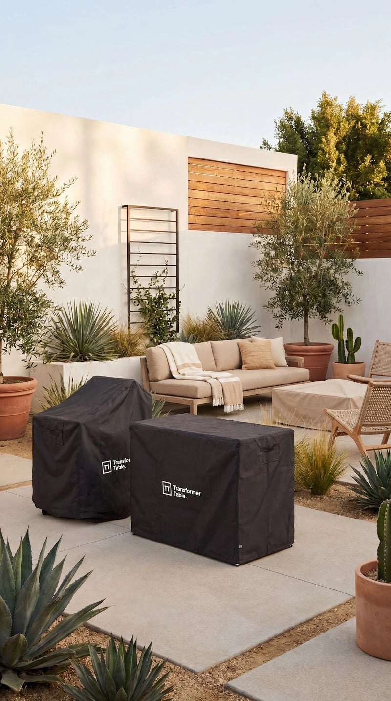 Transformer Table outdoor dining set with expandable table and matching chairs ฟรีเครดิต