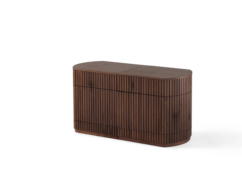 Transformer Table round sideboard buffet in a modern wood finish