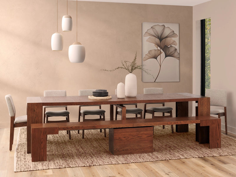 Transformer Table dining set with expandable dining table and matching chairs