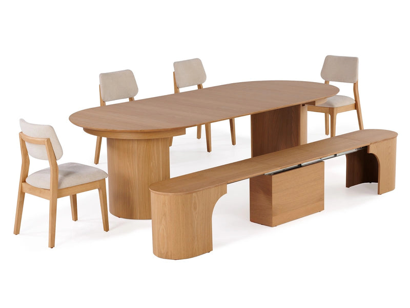 Transformer Table Eclipse dining set with expandable table and matching dining chairs