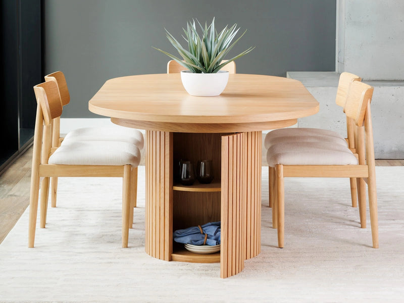 Transformer Table round dining table in a modern wood finish