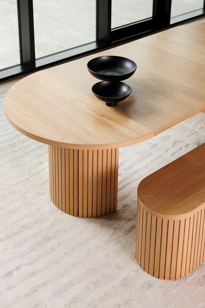 Transformer Table round dining table with extendable design and wood finish