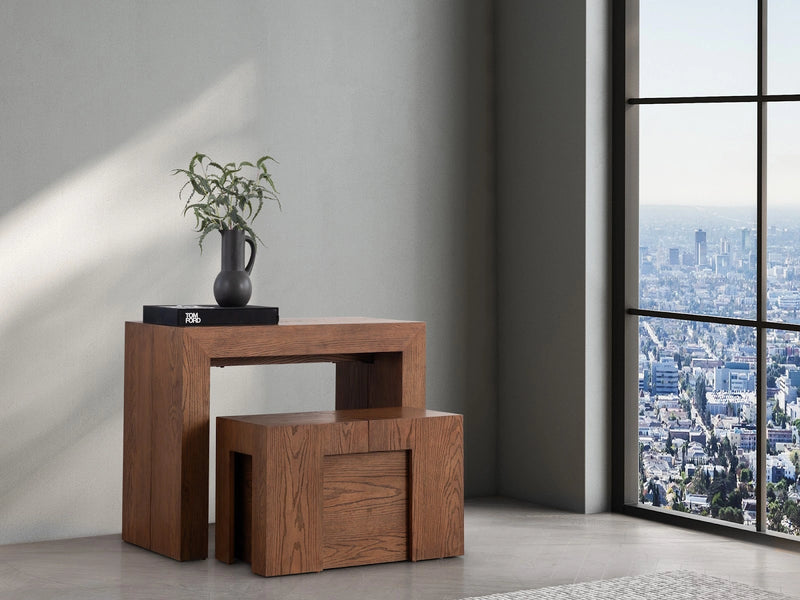 Transformer Table adjustable dining table in a modern wood finish
