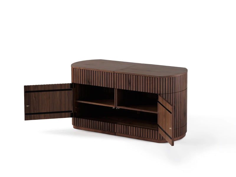 Transformer Table Round Sideboard buffet in a modern round design with multiple storage compartments