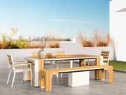 Transformer Table outdoor dining set with expandable table and matching chairs in a modern patio setting