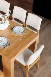 Transformer Table dining table shown in its expanded configuration from a top and angled view