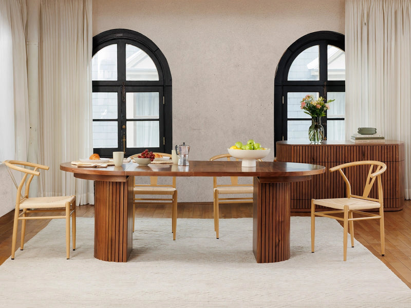 Transformer Table round dining table in a modern wood finish