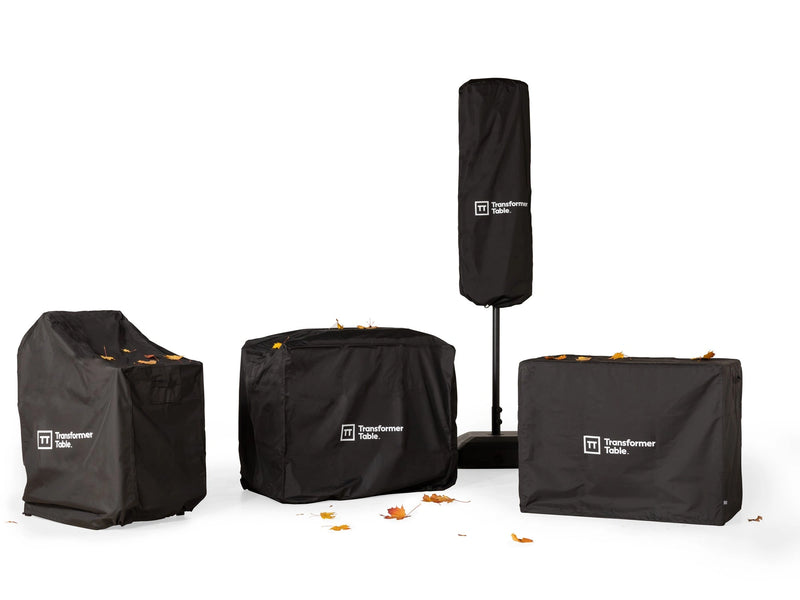 Transformer Table outdoor chair stack cover for protecting stacked patio chairs from the elements