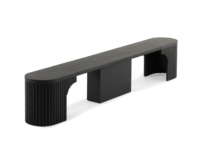 Transformer Table round bench in a modern design, shown from the side angle