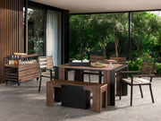Transformer Table outdoor dining set with extendable table and matching chairs on a patio