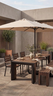 Transformer Table outdoor dining set with expandable table and matching outdoor dining chairs