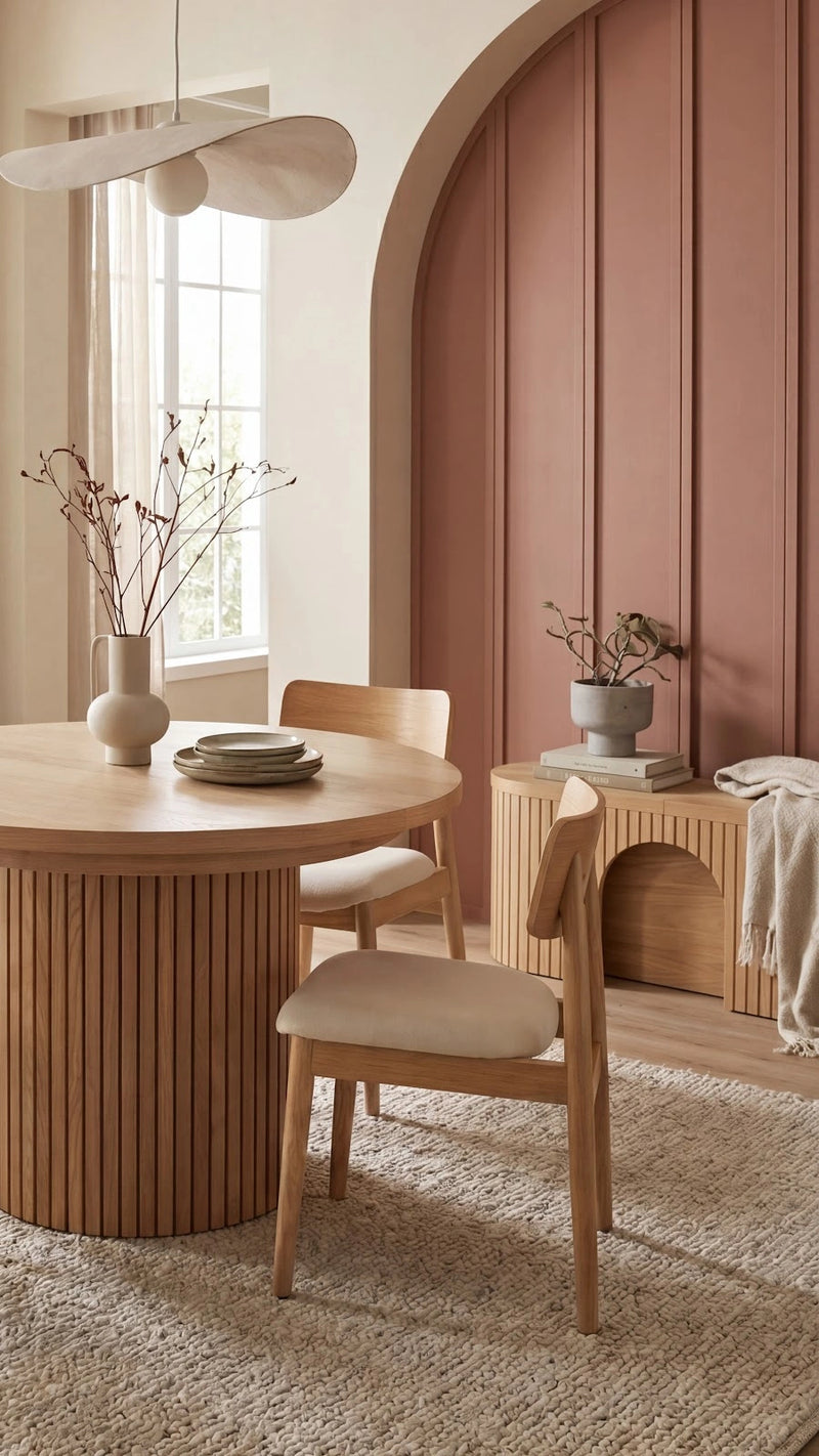 Transformer Table round dining set with expandable round table and matching dining chairs
