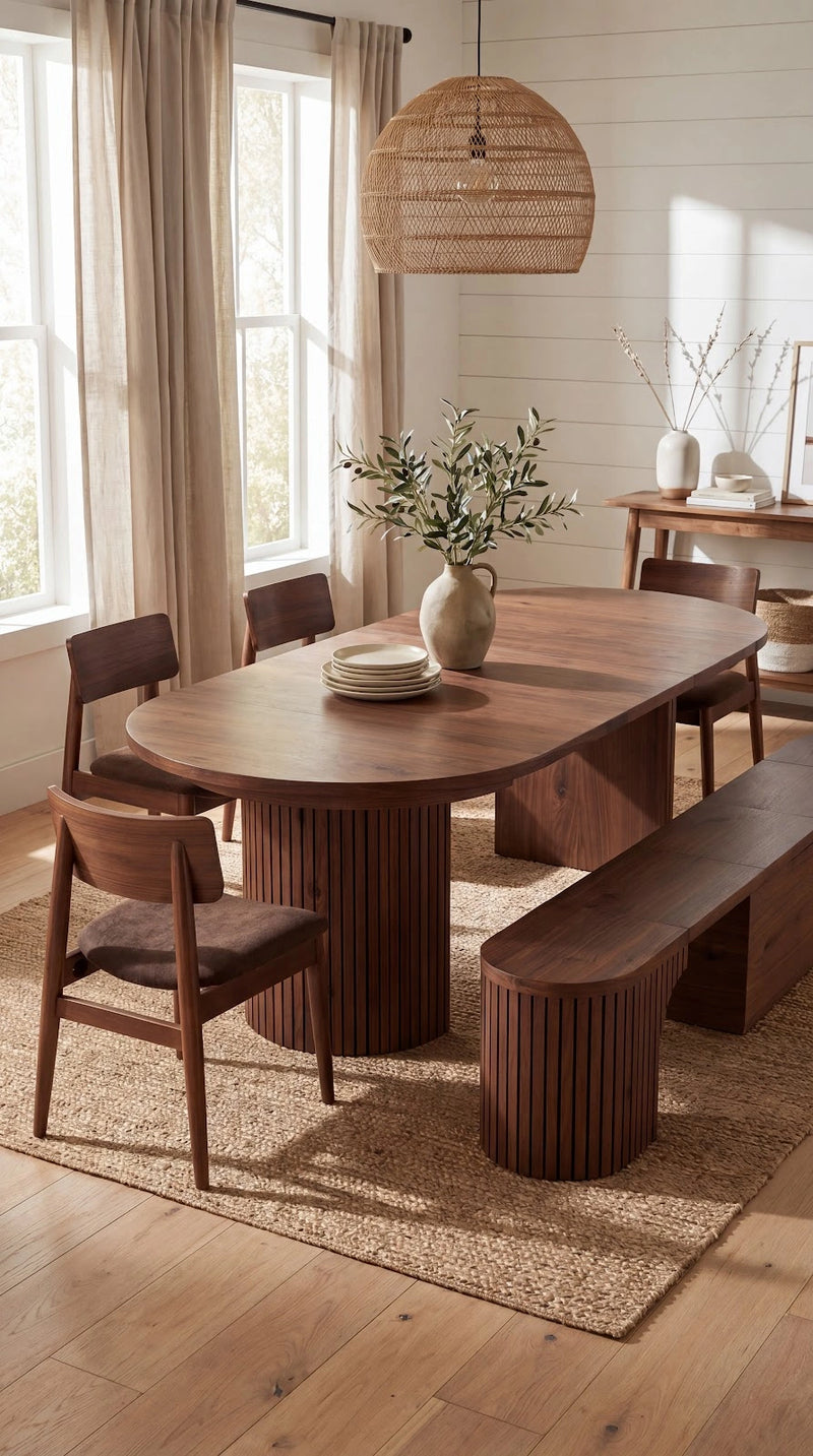 Transformer Table round dining set with expandable round table and matching dining chairs
