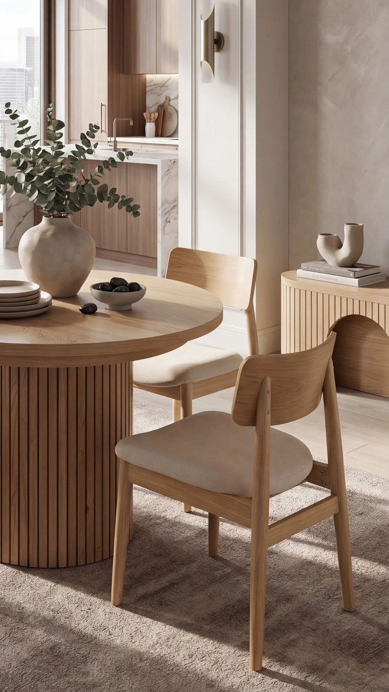 Transformer Table round dining set with expandable round table and matching dining chairs