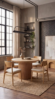 Transformer Table round dining set with a round wooden table and matching chairs