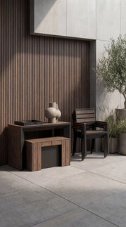 Transformer Table outdoor dining set with expandable dining table and matching benches for patio seating