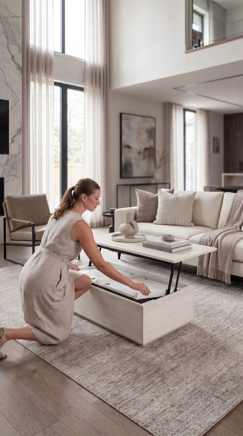 Transformer Table Transformer Coffee Table in expanded rectangular configuration