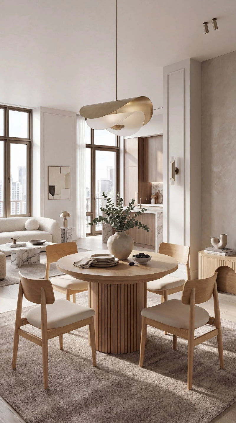 Transformer Table round dining set with a round table and matching chairs