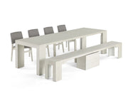 Transformer Table dining set with extendable dining table and matching benches in a modern room