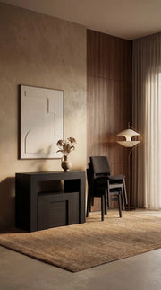 Transformer Table dining set with expandable table and matching dining chairs, shown in a modern room