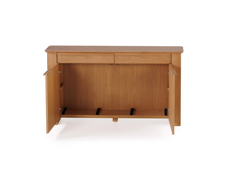 Transformer Table Nova sideboard buffet in a modern wood finish with sleek storage cabinets